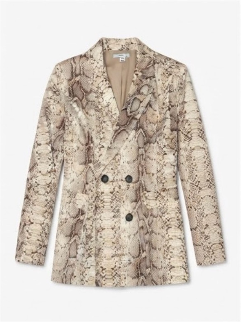 Bar III Neutral Snakeskin Print Double-Breasted Blazer Jacket (Size M)